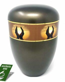 Eco Cremation Urn for Ashes Hands Brown