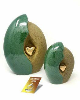 Ceramic Heart in a Shell Green