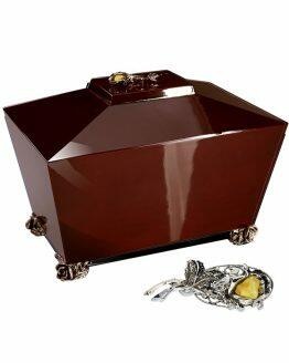 Full Gloss Cremation Casket in Dark Brown with Amber Rose