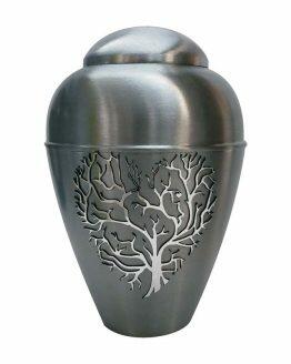 Metal Urn Tree Of Life Silver