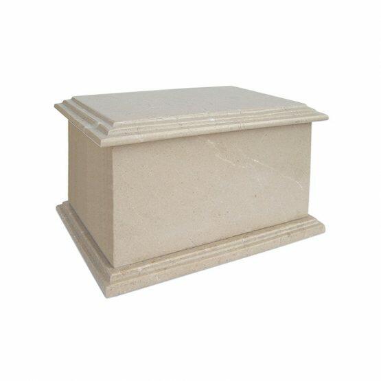 Stone Cremation Casket for Ashes in White Cream