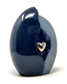 Ceramic Cremation Urn Heart in a Shell Space Black