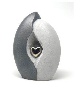 Ceramic Cremation Urn Heart in a Shell Grey