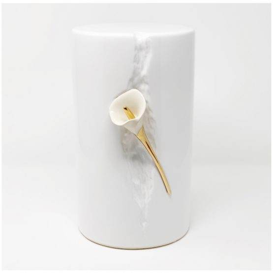 Ceramic Cremation Urn Lily in Statue White