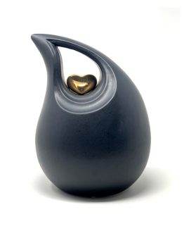 Ceramic Cremation Urn Black Teardrop Heart