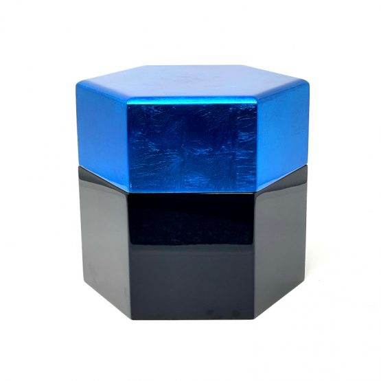 Modern Fibreglass Adult Urn For Ashes Hexagon Blue